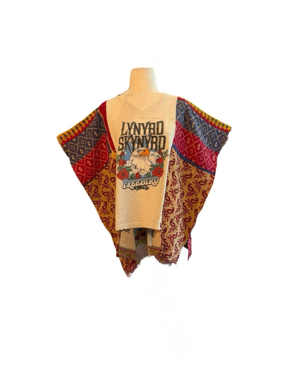 Handcrafted Upcycled Lynyrd Skynyrd Kantha Tunic NWT One Size - Picture 5 of 11